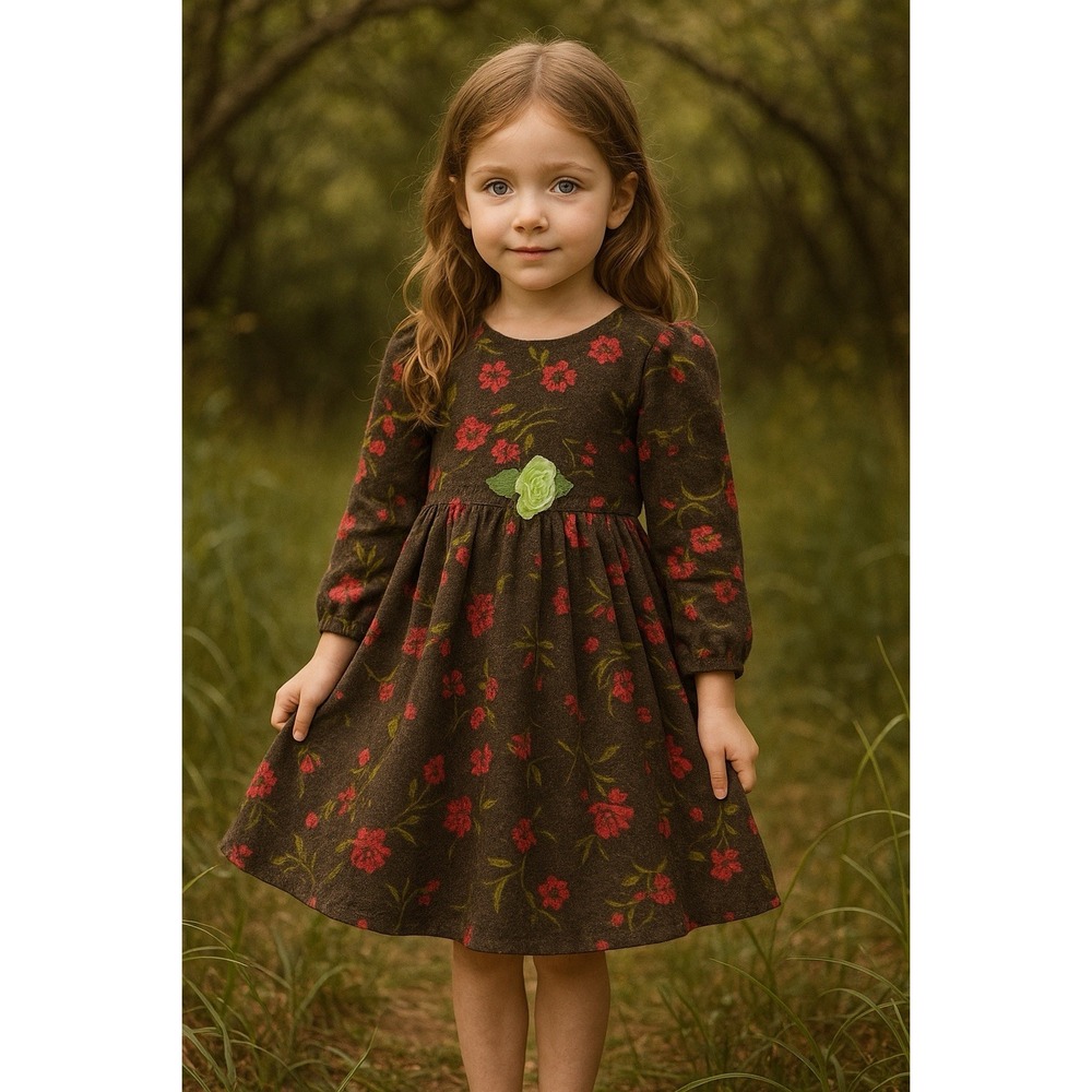 VTG 90s‎ Children's Company USA Floral Dress Girls 10 Long Sleeve Tulle Lined